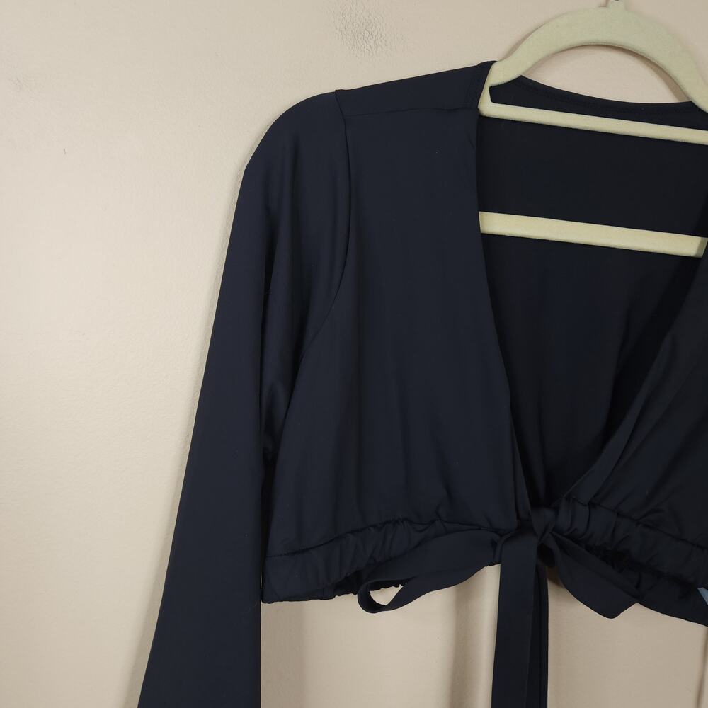 Good American Black Long Sleeve Top Compression Bottom Swim Bikini Size 5/2X - Picture 3 of 12